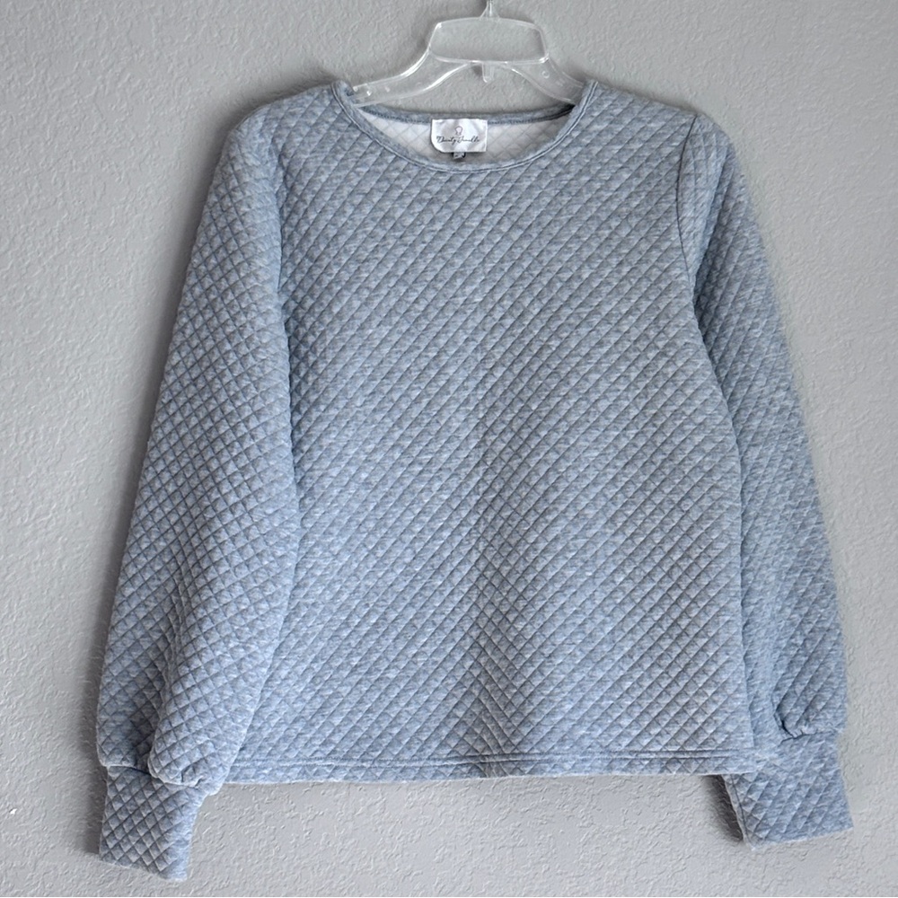 Preppy glam Dainty Jewells women’s grey quilted long sleeve top ballon sleeves M